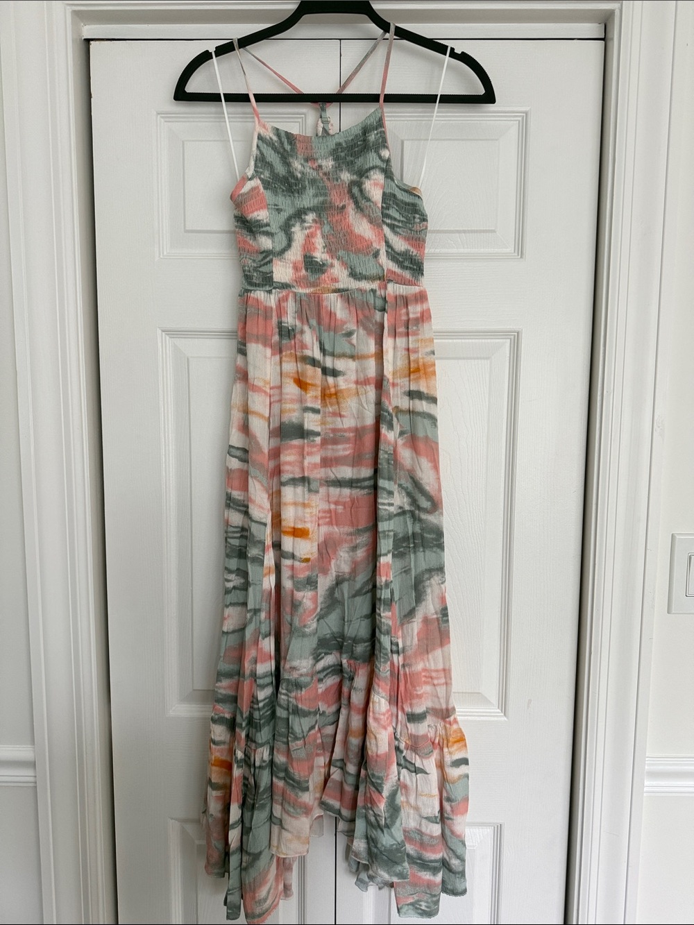 Lush Pink, Green & Yellow Sunset Maxi Dress